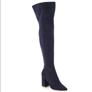 Navy suede over the knee boots
